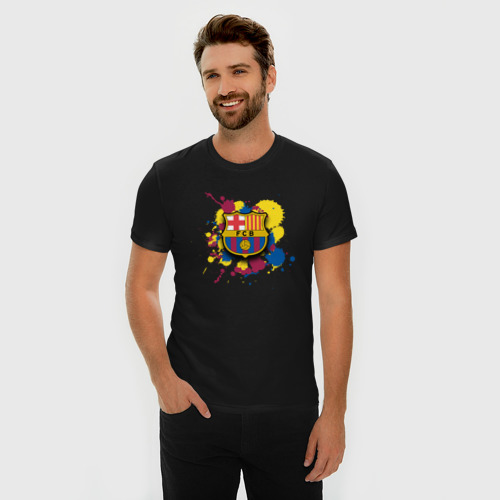 Мужская футболка хлопок Slim Barcelona, цвет черный - фото 3