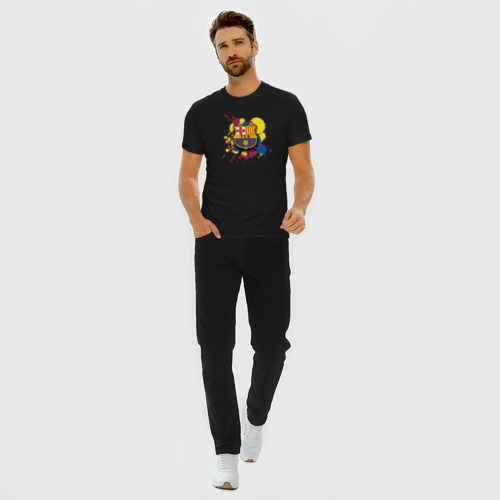 Мужская футболка хлопок Slim Barcelona, цвет черный - фото 5