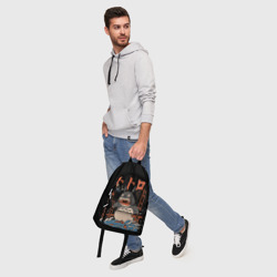 Рюкзак с принтом Тоторо Кайдзю для любого человека, вид спереди №5. Цвет основы: белый