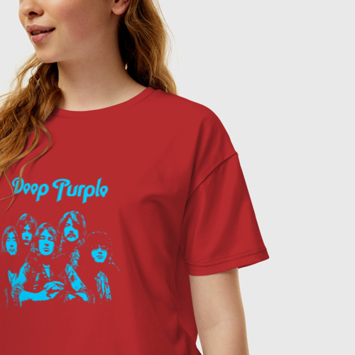 Женская футболка хлопок Oversize с принтом Deep Purple, фото на моделе #1
