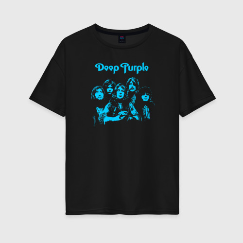 Женская футболка хлопок Oversize Deep Purple, цвет черный