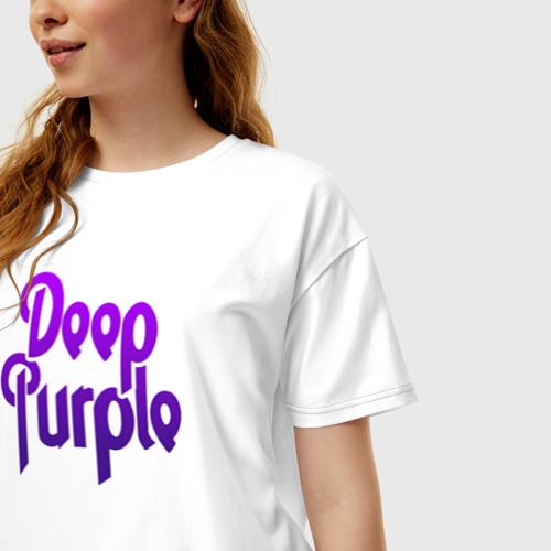 Женская футболка хлопок Oversize Deep Purple, цвет белый - фото 3