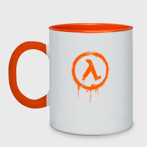 Кружка двухцветная Граффити Half Life 3, цвет белый + оранжевый