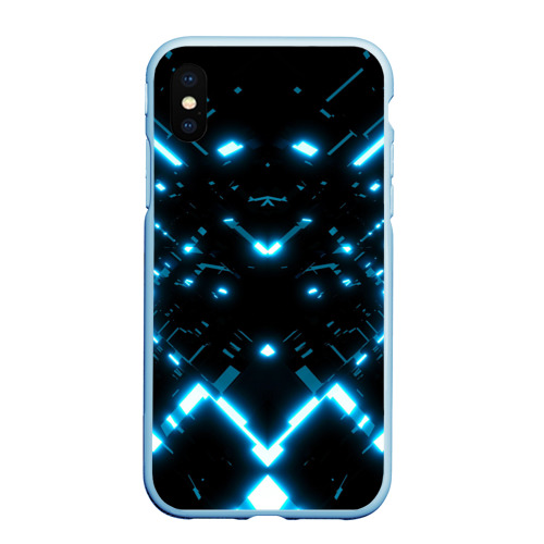 Чехол для iPhone XS Max матовый Neon Lights, цвет голубой