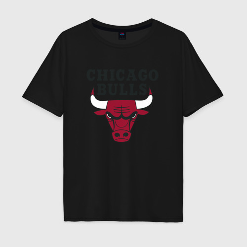 Мужская футболка хлопок Oversize Chicago Bulls, цвет черный