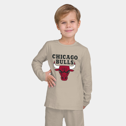 Детская пижама с лонгсливом хлопок Chicago Bulls, цвет миндальный - фото 3