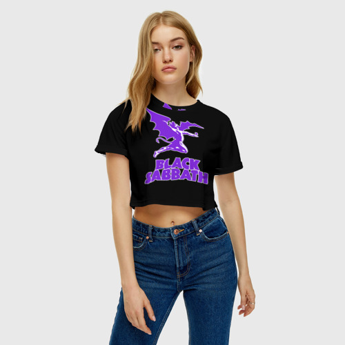 Женская футболка Crop-top 3D Black Sabbath, цвет 3D печать - фото 3