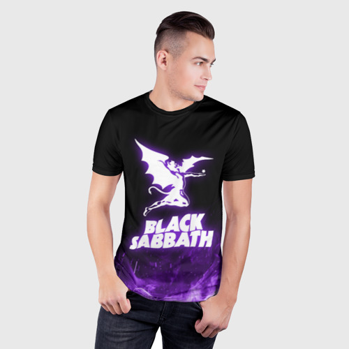 Мужская футболка 3D Slim Black Sabbath neon, цвет 3D печать - фото 3