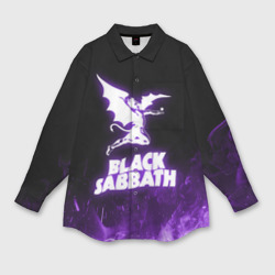 Мужская рубашка oversize 3D Black Sabbath neon