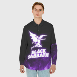 Мужская рубашка oversize 3D Black Sabbath neon - фото 2