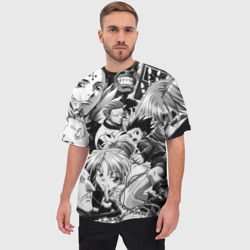 Мужская футболка oversize 3D Hunter X hunter BW - фото 2