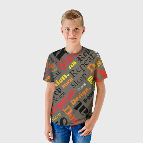 Детская футболка 3D с принтом Буквы-надписи, фото на моделе #1
