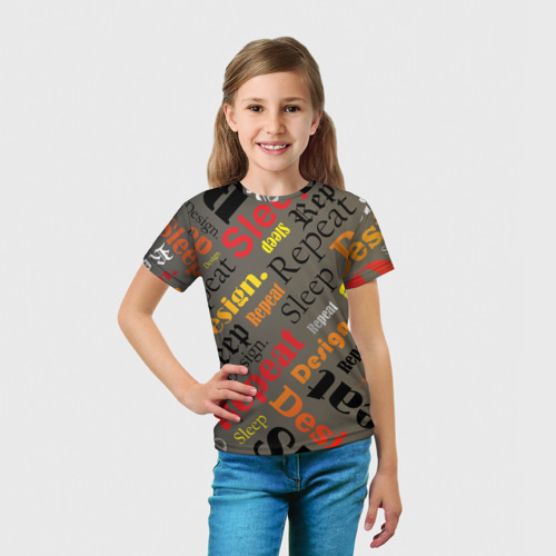 Детская футболка 3D с принтом Буквы-надписи, вид сбоку #3