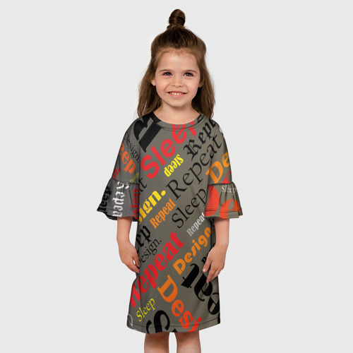 Детское платье 3D с принтом Буквы-надписи, вид сбоку #3