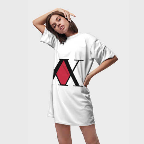 Платье-футболка 3D XX посередине красное на белом, цвет 3D печать - фото 3
