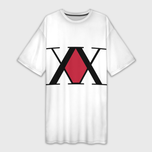 Платье-футболка 3D XX посередине красное на белом, цвет 3D печать