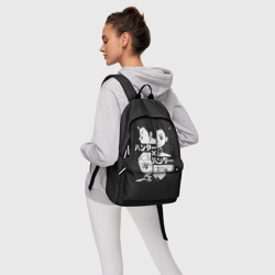 Рюкзак с принтом Лого лиц XX Hunter для любого человека, вид спереди №4. Цвет основы: белый