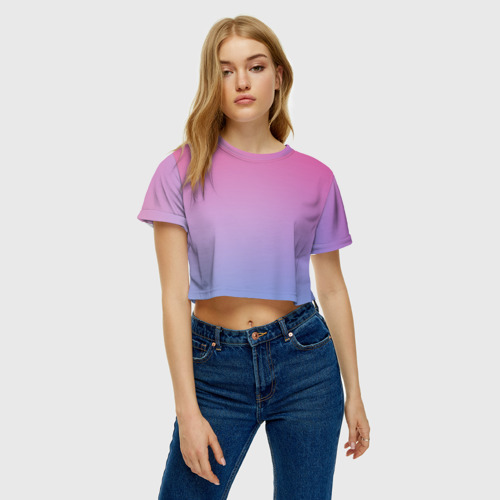 Женская футболка Crop-top 3D Восход солнца, цвет 3D печать - фото 3