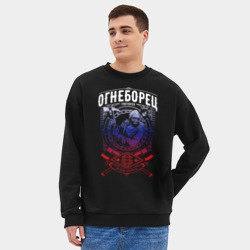 Мужской свитшот oversize без начеса хлопок Пожарный - фото 2