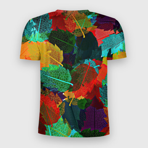 Мужская футболка 3D Slim с принтом Abstract Autumn Leaves, вид сзади #1