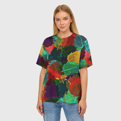 Женская футболка oversize 3D Abstract Autumn Leaves - фото 2