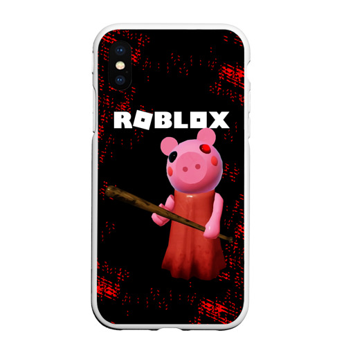 Чехол для iPhone XS Max матовый с принтом ROBLOX PIGGY - СВИНКА ПИГГИ, вид спереди #2