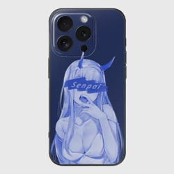 Чехол для iPhone 16 Pro силиконовый с защитой камеры Zero Two Senpai
