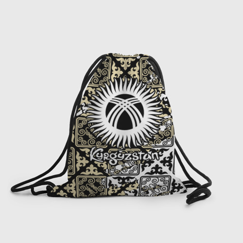 Рюкзак-мешок с принтом Киргизия - национальный орнамент, вид спереди №1