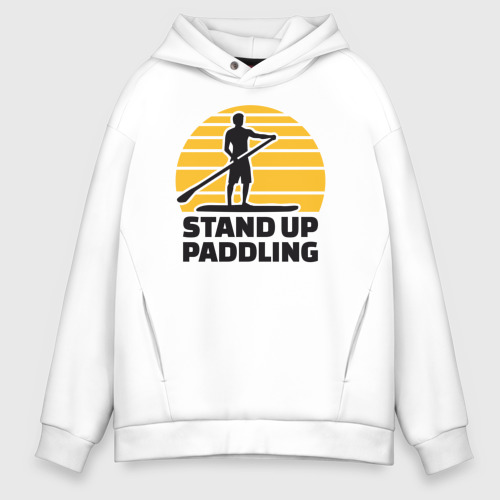 Мужское худи Oversize хлопок Stand up paddling, цвет белый