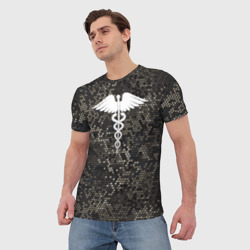 Мужская футболка 3D Кадуцей Змеиная кожа - фото 2
