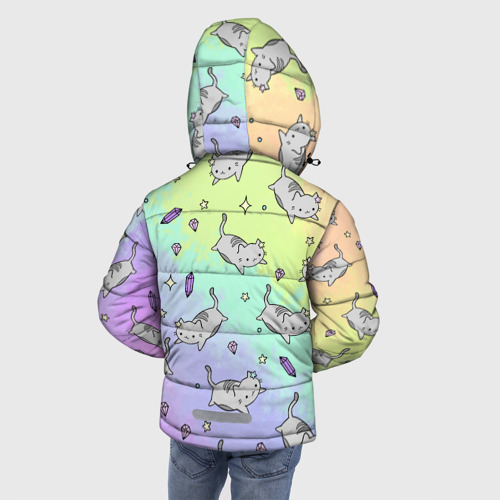 Зимняя куртка для мальчиков 3D с принтом Кавайные котики, вид сзади #2