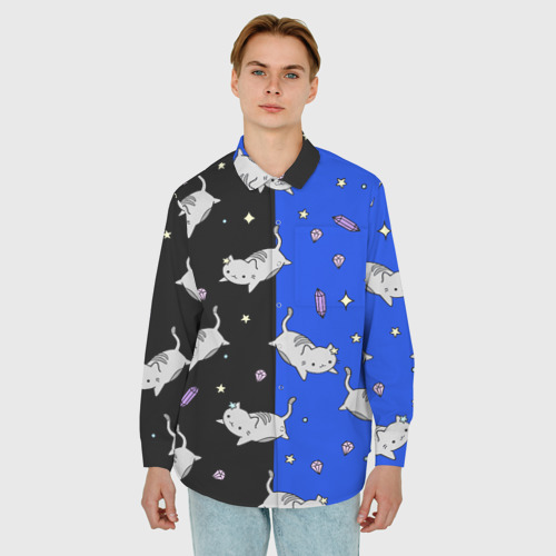 Мужская рубашка oversize 3D с принтом Кисы, фото на моделе #1