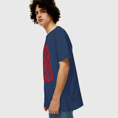 Мужская футболка хлопок Oversize Русский стиль, цвет темно-синий - фото 5
