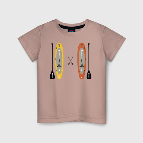 Детская футболка хлопок Сап серфинг, цвет пыльно-розовый