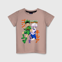 Детская футболка хлопок Киллуа Золдик и Гон Фрикс иероглифы
