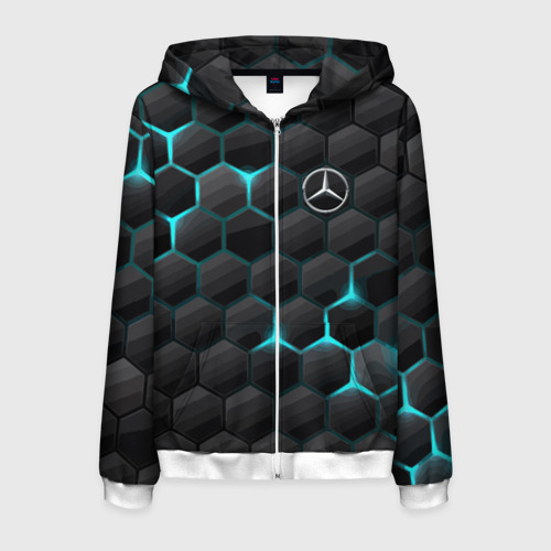 Мужская толстовка 3D на молнии Mercedes-Benz, цвет белый