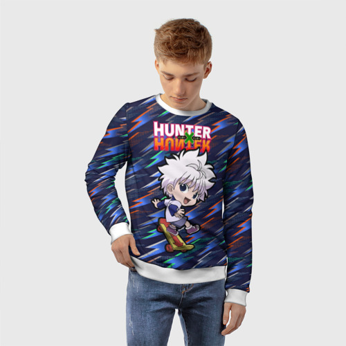 Детский свитшот 3D Киллуа Hunter x Hunter, цвет 3D печать - фото 3