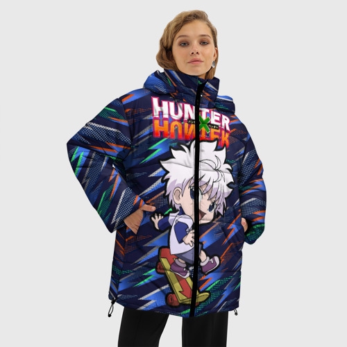 Женская зимняя куртка Oversize Киллуа Hunter x Hunter, цвет черный - фото 3