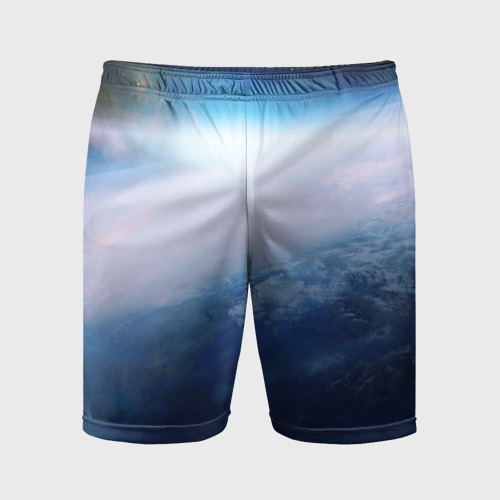 Мужские шорты спортивные с принтом Планета Земля (S), вид спереди #2