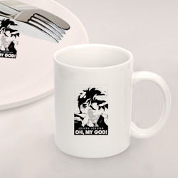 Набор: тарелка кружка с принтом JoJo Bizarre Adventure для любого человека, вид спереди №2. Цвет основы: белый