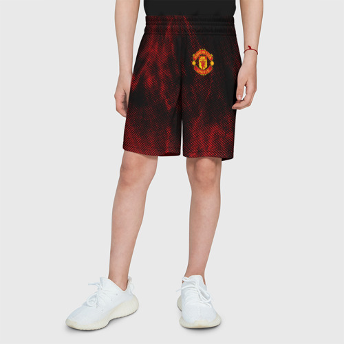 Детские спортивные шорты 3D Manchester united, цвет 3D печать - фото 4