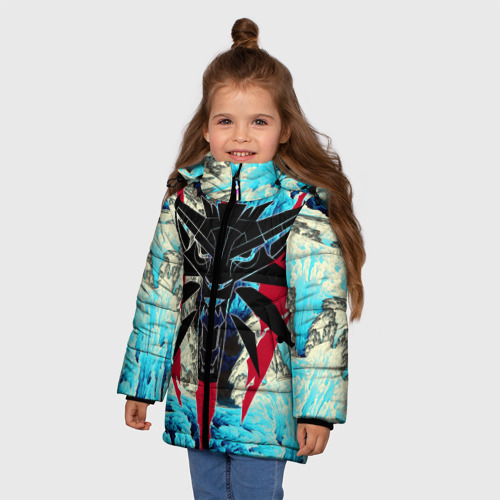 Зимняя куртка для девочек 3D с принтом Ведьмак, фото на моделе #1