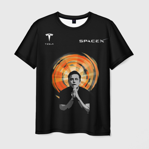 Мужская футболка с принтом Elon Musk, вид спереди №1