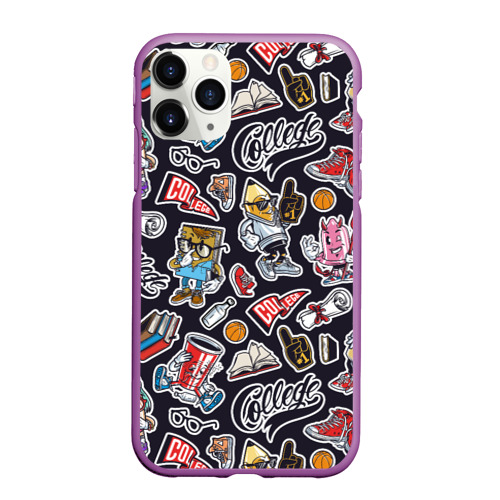 Чехол для iPhone 11 Pro Max матовый Pop art, цвет фиолетовый