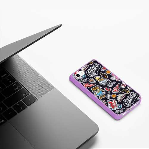 Чехол для iPhone 5/5S матовый Pop art, цвет сиреневый - фото 5