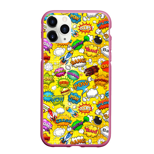 Чехол для iPhone 11 Pro Max матовый Pop art, цвет малиновый