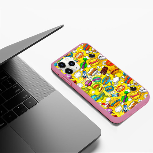 Чехол для iPhone 11 Pro Max матовый Pop art, цвет малиновый - фото 5