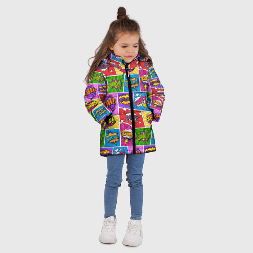 Зимняя куртка для девочек 3D Pop art, цвет черный - фото 5