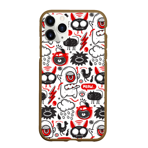 Чехол для iPhone 11 Pro Max матовый Pop art, цвет коричневый