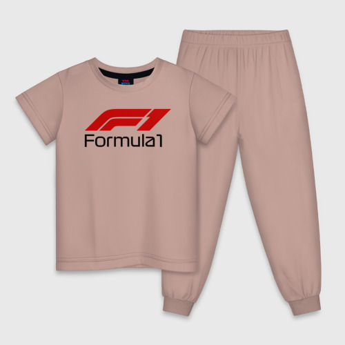 Детская пижама хлопок с принтом Формула 1, вид спереди #2